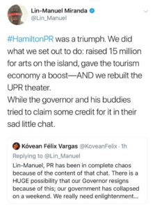 Lin-Manuel Miranda asegura que no hubo influencia del gobierno en Hamilton