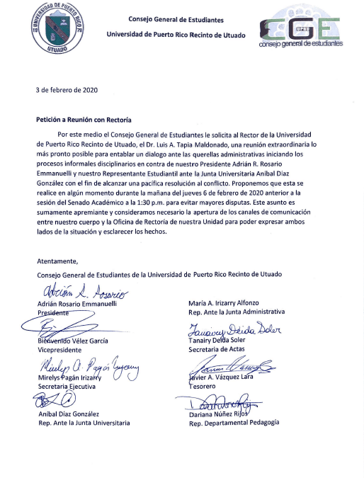 Sancionan a representantes estudiantiles por denunciar irregularidades administrativas